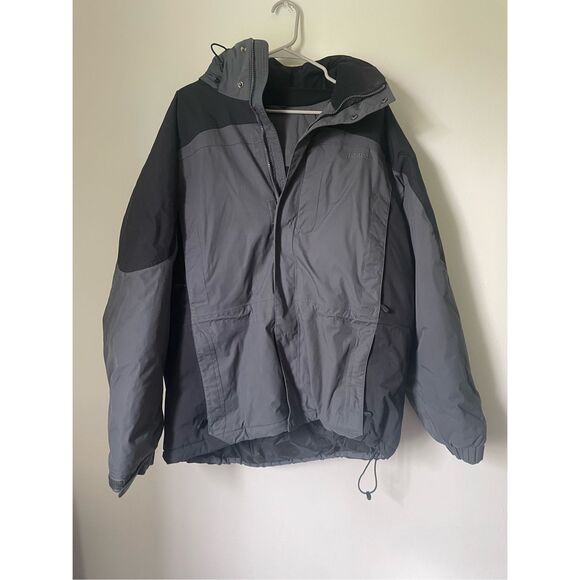 L.L. Bean Large Gray Winter Hooded Full Zip Gray Snow Puffer Coat